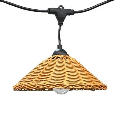 Afbeelding van wonderlamp Purna 8 W LED zonne lichtketting met 10 leds rotanscherm en afstandsbediening, E27