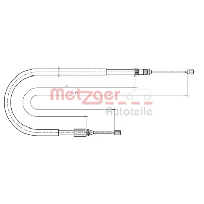 Afbeelding van METZGER 10.6698 Handremkabel Rechts achter 1479/1175mm Schijfremmen COFLE RENAULT: Scénic 1