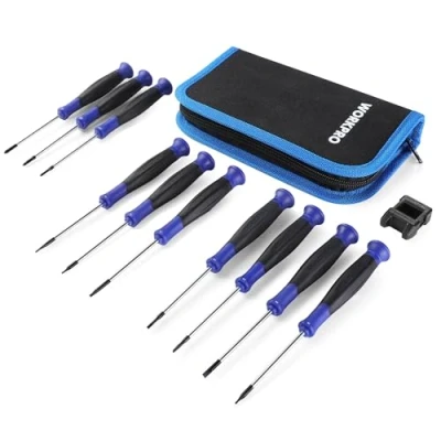 Afbeelding van WORKPRO Mini schroevendraaierset, 11 delige fijnmechanische klein, voor horloges, elektronica, reparatie,precisie schroevendraaierset PH/SL/Torx van Cr V met opbergtas