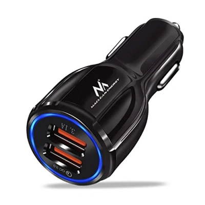 Afbeelding van Maclean MCE478 B USB oplader met 2 sleuven 12 24V sigarettenaansteker Quick Charge 3.0 snelladen Auto 1xQC3.0 5V / 3A, 9V 1.8A, 12V 1.6A 1x 3.1A voor mobiele telefoon Zwart