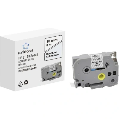 Afbeelding van Labeltape Renkforce RF LT BTZe141 Compatibel vervangt Brother TZe 141 18 mm Tapekleur: Transparant Tekstkleur: Zwart 8 m