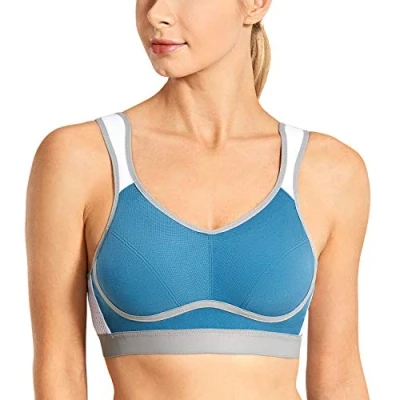 Afbeelding van SYROKAN High Impact Support Wirefree Bounce Control Plus maten Workout sportbeha Voor Dames Pauw blauw 75C