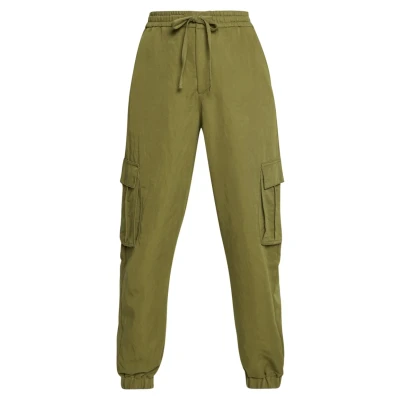 Afbeelding van Urban Classics Ladies Viscose Twill Cargo Pants Broek, Dames, Maat: Medium, Summerolive