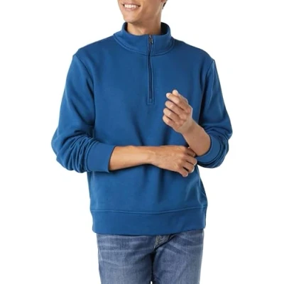 Afbeelding van Amazon Essentials Men&#039;s Fleecesweatshirt met lange mouwen en kwartrits, Blauwgroen Blauw, XXL