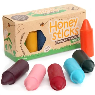 Afbeelding van Honeysticks 100% zuiver Bijenwas Kleurpotloden, natuurlijk, veilig voor kinderen, handgemaakt in Nieuw Zeeland, kinderen van 3 jaar en ouder. (12 Pakket)