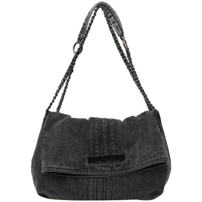 Afbeelding van Ibenzoa® Retro Denim Schoudertas met Grote Capaciteit en Stijlvol Design voor Dagelijks Gebruik