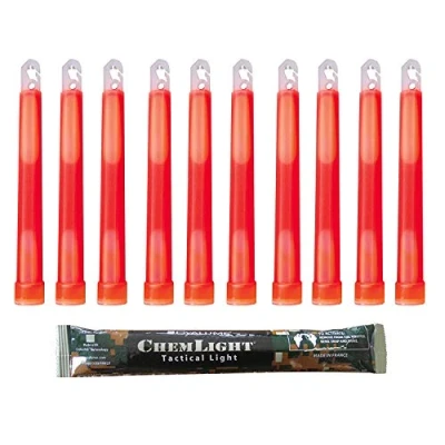 Afbeelding van Cyalume lichtstaaf, rood, militair, ChemLight Sticks, 15 cm, zeer helder, met 12 uur brandduur (30 stuks) militaire kwaliteit, komt overeen Reach