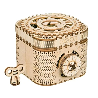 Afbeelding van ROKR houten mechanische 3D puzzel, lasergesneden, mechanisch modelgebouw, cadeau voor tieners en volwassenen