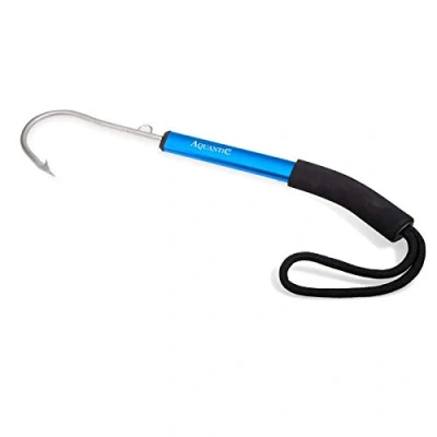 Afbeelding van Aquantic Flying Gaff aluminium punt van roestvrij staal met weerhaak, lengte 35 cm, oog voor touwbevestiging, antislip handgreep polsband