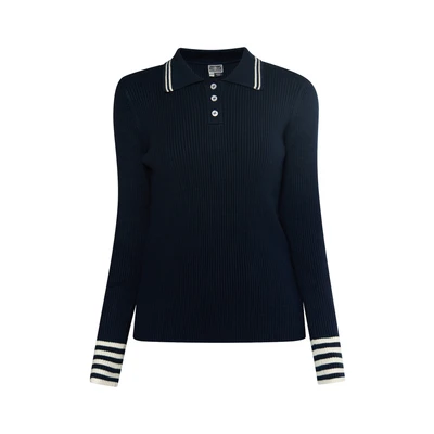 Afbeelding van DREIMASTER Maritim Dames Gebreide Trui M/L / Marine Off White 50% Viscose 28% Polyester 22% Nylon