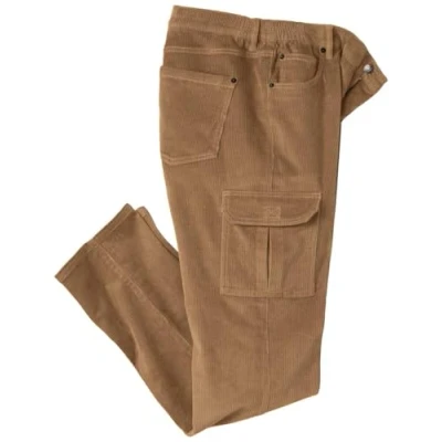 Afbeelding van ATLAS FOR MEN Donkerbruine ribfluwelen cargobroek met stretch 66