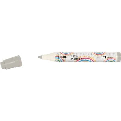 Afbeelding van KREUL 90770 Textielmarker medium, grijs, lijndikte ca. 2 tot 4 mm, textielverfstift voor lichte stoffen &amp; textiel, wasvast na bevestiging