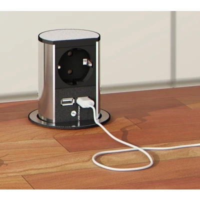 Afbeelding van Bachmann Elevator inbouw stopcontact met USB. RVS