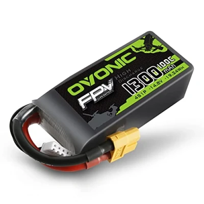 Afbeelding van OVONIC 4S Lipo Batterij 1300mAh 100C 14.8V met XT60 Plug voor RC Heli Vliegtuig Drone FPV Quadcopter DIY Hobby