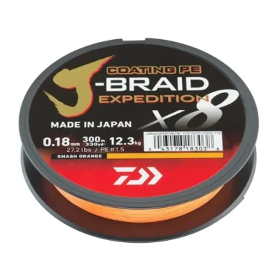 Afbeelding van Daiwa J Braid Expedition X8E Gevlochten lijn Smash Orange 0.22mm/19.5kg (300m)