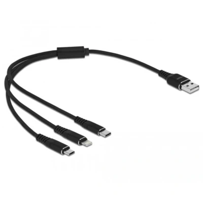 Afbeelding van Delock USB Ladekabel 3 in 1 für Lightning™ / Micro Type C