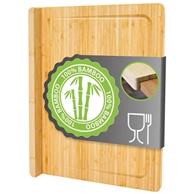 Afbeelding van Snijplank met Stoprand 44x34x2 Alles in Één Keukenplank Bamboe Houten Grote Houte...