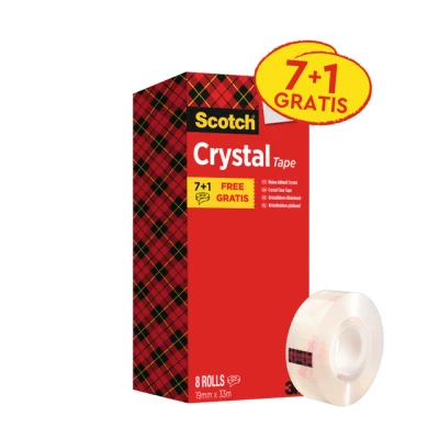 Afbeelding van Plakband Scotch Crystal 600 19mmx33m transparant 7+1 gratis