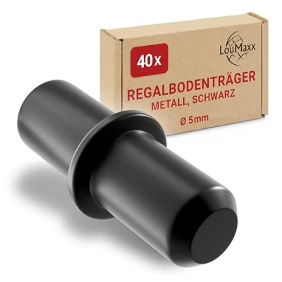 Afbeelding van LouMaxx Bodemdragers 5 mm, 40 stuks in zwart, inlegplankhouders, plankpennen plankdragers voor legplanken, van massief staal