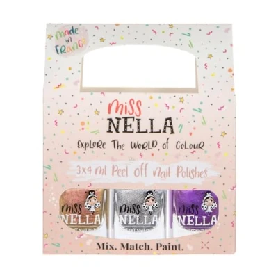 Afbeelding van Miss Nella Space And Beyond nagellak Set van 3 stuks, goud, siber &amp; Galactic Violet verwijderbare voor kinderen, peel off, op waterbasis en geurneutraal