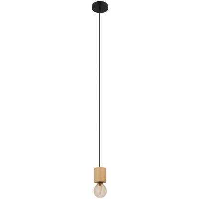 Afbeelding van EGLO hanglamp Turialdo, snoer pendellamp industrieel, vintage, plafondlamp hangend van hout en staal in natuurlijke kleurenel, zwart, eettafellamp FSC gecertificeerd, E27 fitting