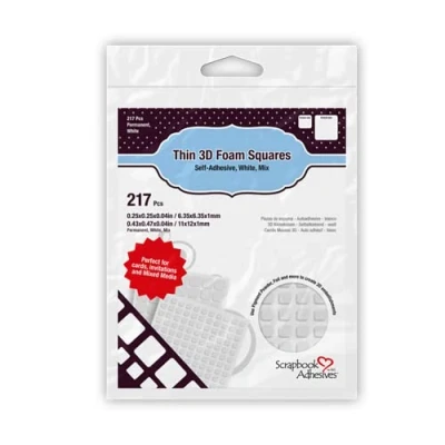 Afbeelding van Scrapbook Adhesives Thin 3D Foam Squares White Mix (217pcs) (01616)