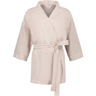 Afbeelding van Yumeko kimono jasje gewassen linnen roze stripe l