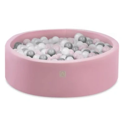 Afbeelding van MISIOO SMART Ballenbak 90 x 30 cm Rond voor Peuters Kinderen Droog Zwembad (roze: zilver parelachtig roze/150 ballen)