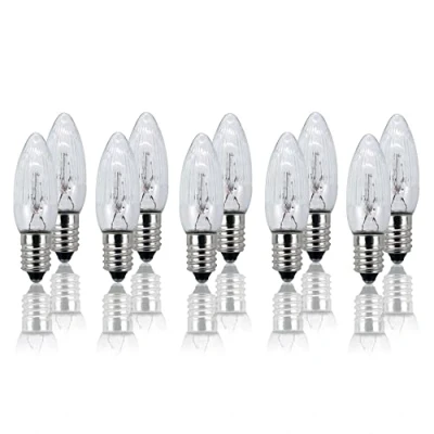 Afbeelding van Hellum Vervangende kaarsen voor kaarsboog, 10 stuks, 12 V, 2,5 W, geribbelde kerstboom, kaarsen, lichtketting, buiten en binnen, met 20 brandpunten, lampen lichtboog,