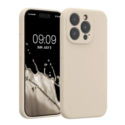 Afbeelding van kwmobile telefoonhoesje geschikt voor Apple iPhone 15 Pro TPU backcover met siliconen coating Smartphone case in crème