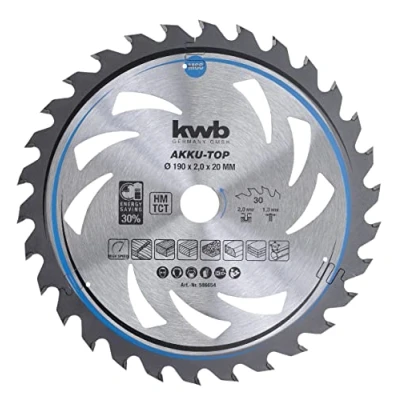 Afbeelding van kwb 586654 Hardmetaal cirkelzaagblad 190 x 20 1.3 mm Aantal tanden: 30 1 stuk(s)