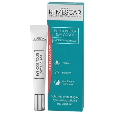 Afbeelding van Remescar Oogcontour Dagcreme 20 ml Anti Rimpel crème voor vrouwen met Vitamine C en Caffeine, Oogcreme tegen donkere kringen wallen, verzacht &amp; verheldert oogcontouren Microbiome Technologie