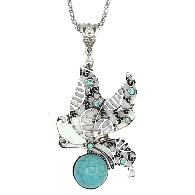 Afbeelding van Rhylane Ketting Met Turquoise Hanger Vlinder Lengte 50 + 7 cm verstelbaar
