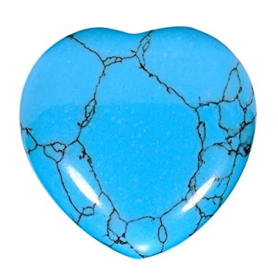 Afbeelding van Morella edelsteen turquoise steen hart geluksbrenger stenen om mee te nemen 3 cm in fluwelen zakje