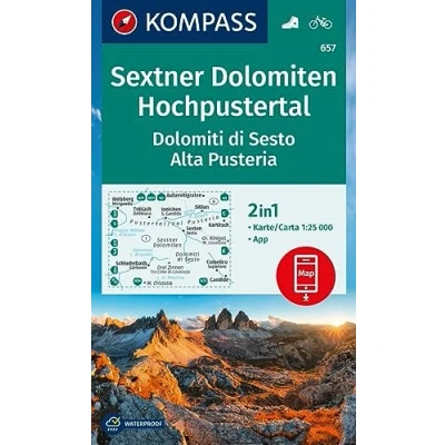 Afbeelding van Cartina escursionistica n. 657 Dolomiti di Sesto, Parco Naturale Tre Cime: markierte Wanderwege, Hütten, Fahrradwege, inklusive Karte zur offline Verwendung in der KOMPASS App