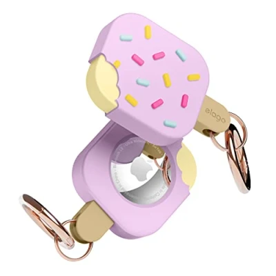 Afbeelding van elago Ice Cream Case Compatibel met Apple AirTag Sleutelhanger, Voor Hoesje Valbescherming, Karabijnhaak (Track honden, Sleutels, Portemonnees) Traceerapparaat Niet Inbegrepen (Lavendel)