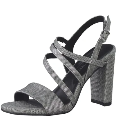 Afbeelding van Marco Tozzi BY Guido Maria Kretschmer Sandalen met hoge hak, Dames, Maat: 37, Black/metallic Textiel