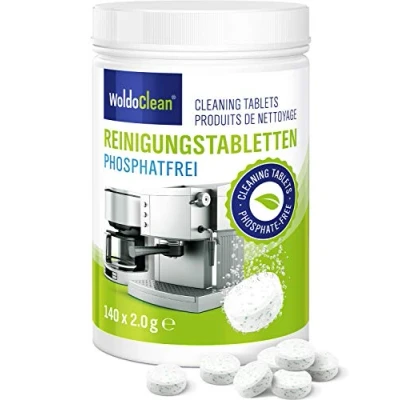 Afbeelding van Reinigingstabletten voor volautomatische machines, fosfaatvrij, 140 x 2 g, compatibel met Siemens Delonghi Saeco en nog veel meer.