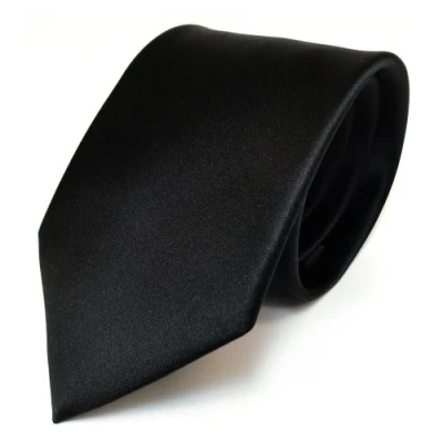 Afbeelding van TigerTie Herenstropdas, klassieke satijnen stropdas van 8 cm in effen design, ideaal voor zakelijke afspraken, feestelijke gelegenheden en vrije tijd, zwart zwart, Krawattengröße: ca. Länge 150 cm,