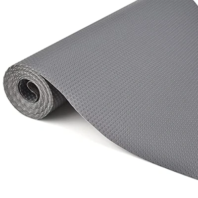 Afbeelding van Eluckin Lademat, antislip, 45 x 500 cm, ladebekleding, niet klevende EVA kunststof, waterdichte antislipmat voor planken, kasten, laden, koelkast, thuis, kantoor, vrije snit, grijs