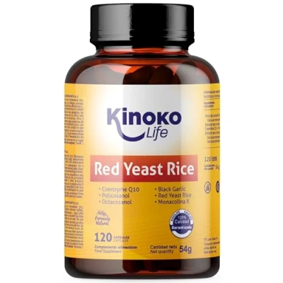 Afbeelding van Gefermenteerde RODE RIJST Red Yeast Rice Zuiver co enzym Q10 30 mg (ubiquinon) 20 Policosanol, Zwarte knoflook en Octacosanol. 120 V kappen Geschikt voor veganisten.