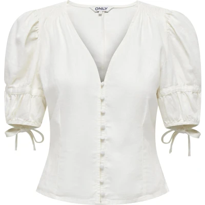 Afbeelding van ONLY ONLCARO S/S BUT LINEN BL TOP CC PNT Dames Blouses