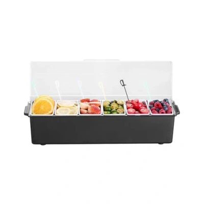 Afbeelding van VEVOR Gekoelde Kruiden Server 6 Compartimenten Serveerschaal met Deksel 503x165x117mm