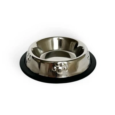 Afbeelding van Roestvrijstalen voerbak met antislip basis, diameter 16 cm, vaatwasmachinebestendig, voor honden en katten