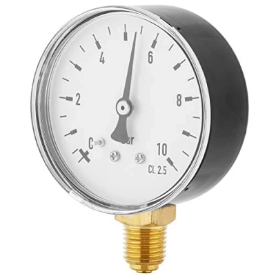 Afbeelding van 0 10 Bar Manometer Meter Side Mount Pneumatisch en hydraulisch Algemeen gebruik Lucht Olie Water Gas Piëzometer 1/4 NPT Messing TS 60
