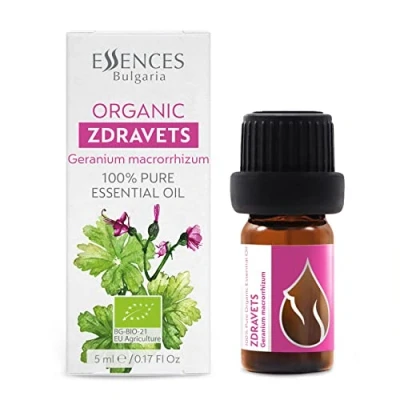 Afbeelding van Essences Bulgaria Biologische Zdravets Essentiële Olie 5ml Geranium macrorrhizum 100% Puur en Natuurlijk Onverdund Therapeutische kwaliteit Familiebedrijf Met stoom gedestilleerd Niet GMO