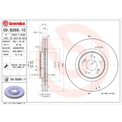 Afbeelding van Brembo Remschijf 09.B269.11
