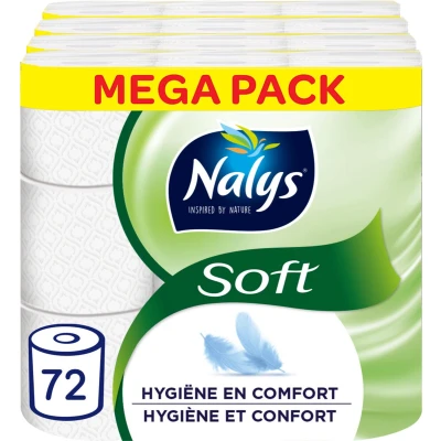 Afbeelding van 1+1 gratis: 3x Nalys Soft Hybride Toiletpapier in 80% Recycled Folie 2 laags 24 stuks