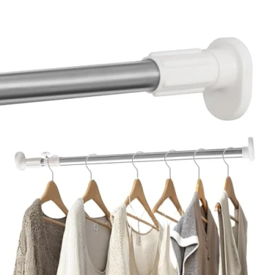 Afbeelding van Hershii Uitbreidbaar venster douchegordijn spanstang, ovale kop kleding hangstang, rail voor kast, kledingkast, zonder boren, 25,4 mm buisdiameter
