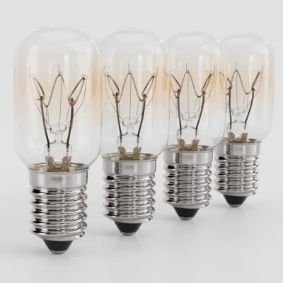 Afbeelding van greate. Koelkastlamp, 4 stuks, 15 W, E14, warmwit, gloeilamp voor naaimachine, afzuigkap, zoutsteenlamp, vrieskist, koelkastlamp met T22 capsule, 90 lumen &amp; 2700 K,